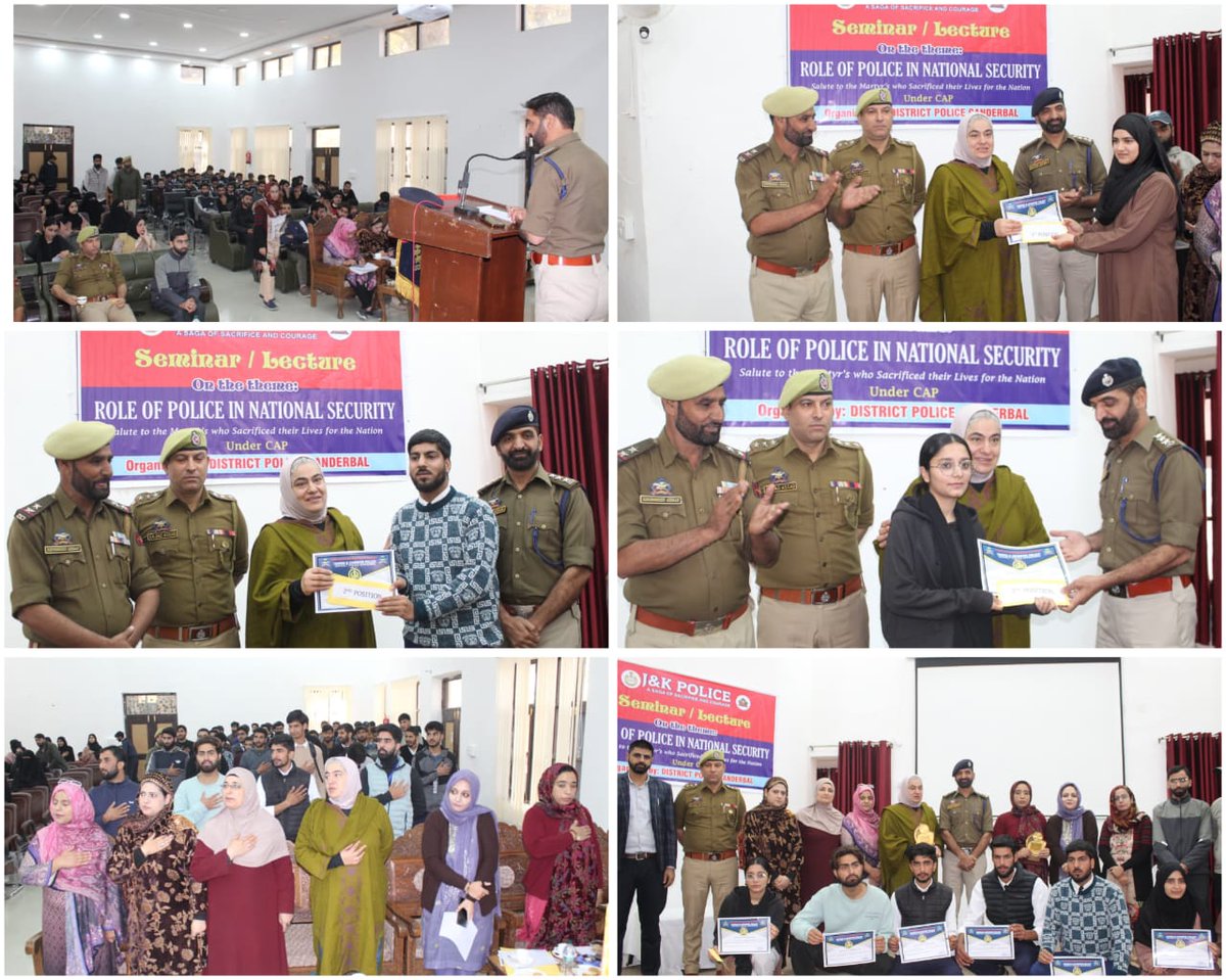In the loving memory of Police Martyrs who made the supreme sacrifice for peace of the nation, Ganderbal Police today organised an insightful Seminar on the theme “Role of Police in National Security” at Government Degree College Ganderbal.
<a href="/JmuKmrPolice/">J&K Police</a> 
<a href="/KashmirPolice/">Kashmir Zone Police</a>