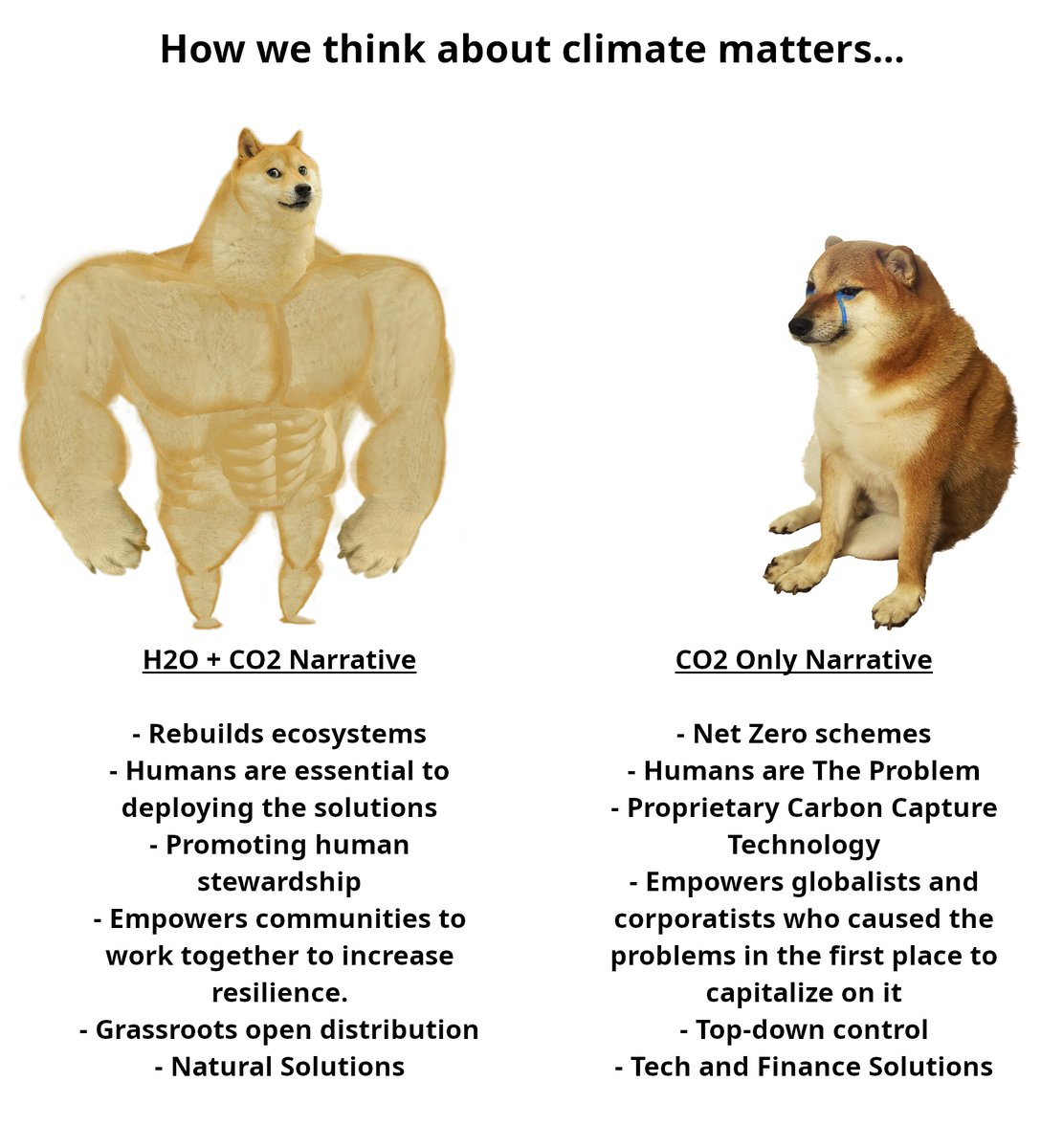 "It’s an old meme, sir, but it checks out." - How we think about #climate affects the approach and the solution set - &amp; which groups and systems benefit from  actions taken. We choose to be on the side of #ecosystems and human communities #Regeneration #ClimateRepair #WaterCycle