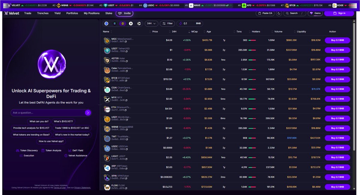 Gm Fam! 

So If you’ve ever tried to catch a token before it pumps, you know how chaotic early trading can be.

No data, no structure just guessing and hoping...

<a href="/Velvet_Capital/">Velvet | Onchain Terminal</a>  Trenches changes that.

It gives you a full dashboard for early-access trading:

- Bonding curve