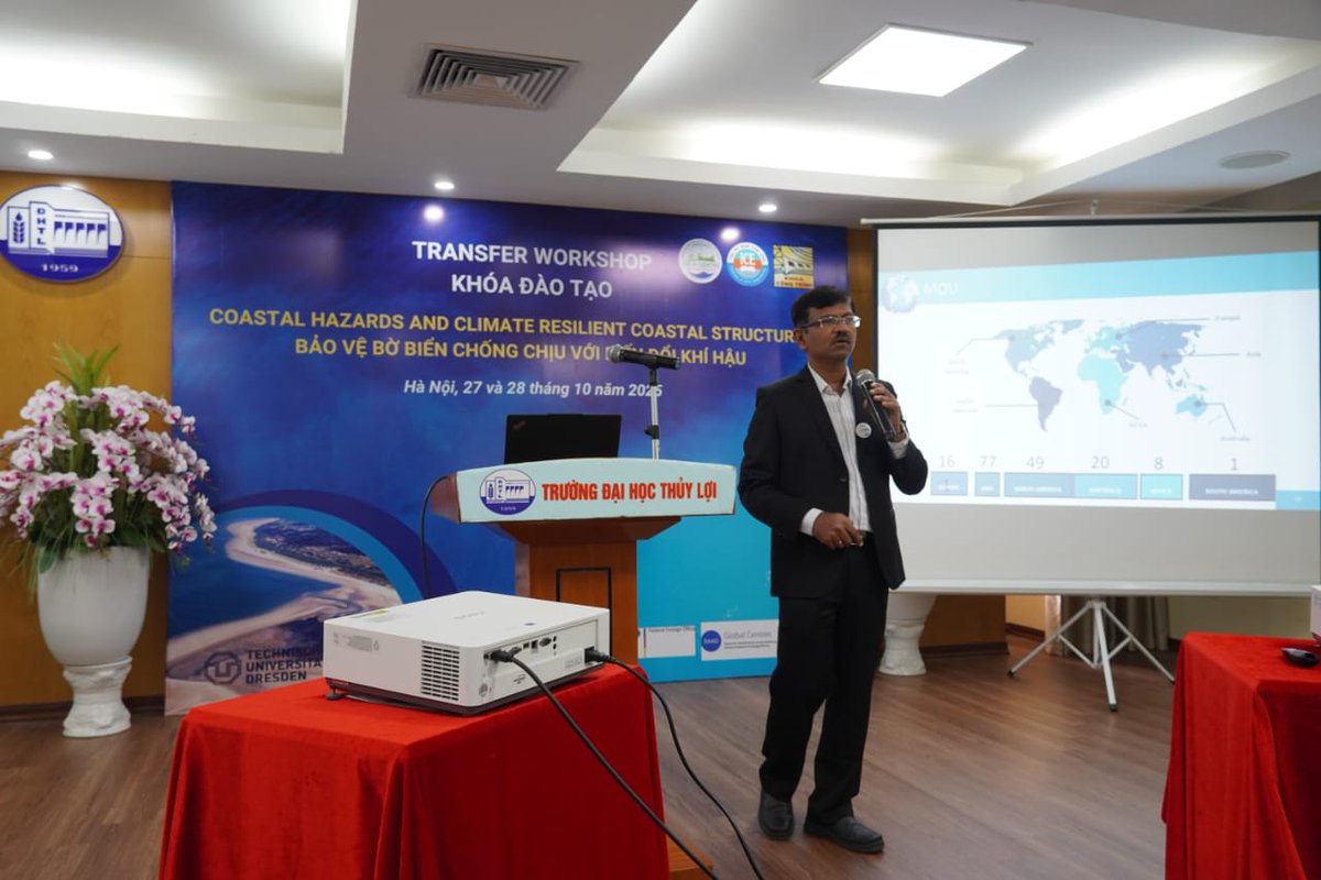 sasraj17's tweet image. Delighted to contribute to the Transfer Workshop on “Coastal Hazards &amp;amp; Climate Resilient Coastal Structures” at Thuyloi University, Hanoi .
Delivered talks on Shoreline Management &amp;amp; Climate Change Impacts on Coasts.

#CoastalEngineering #ClimateResilience 
#ABCDCentre #IITMadras