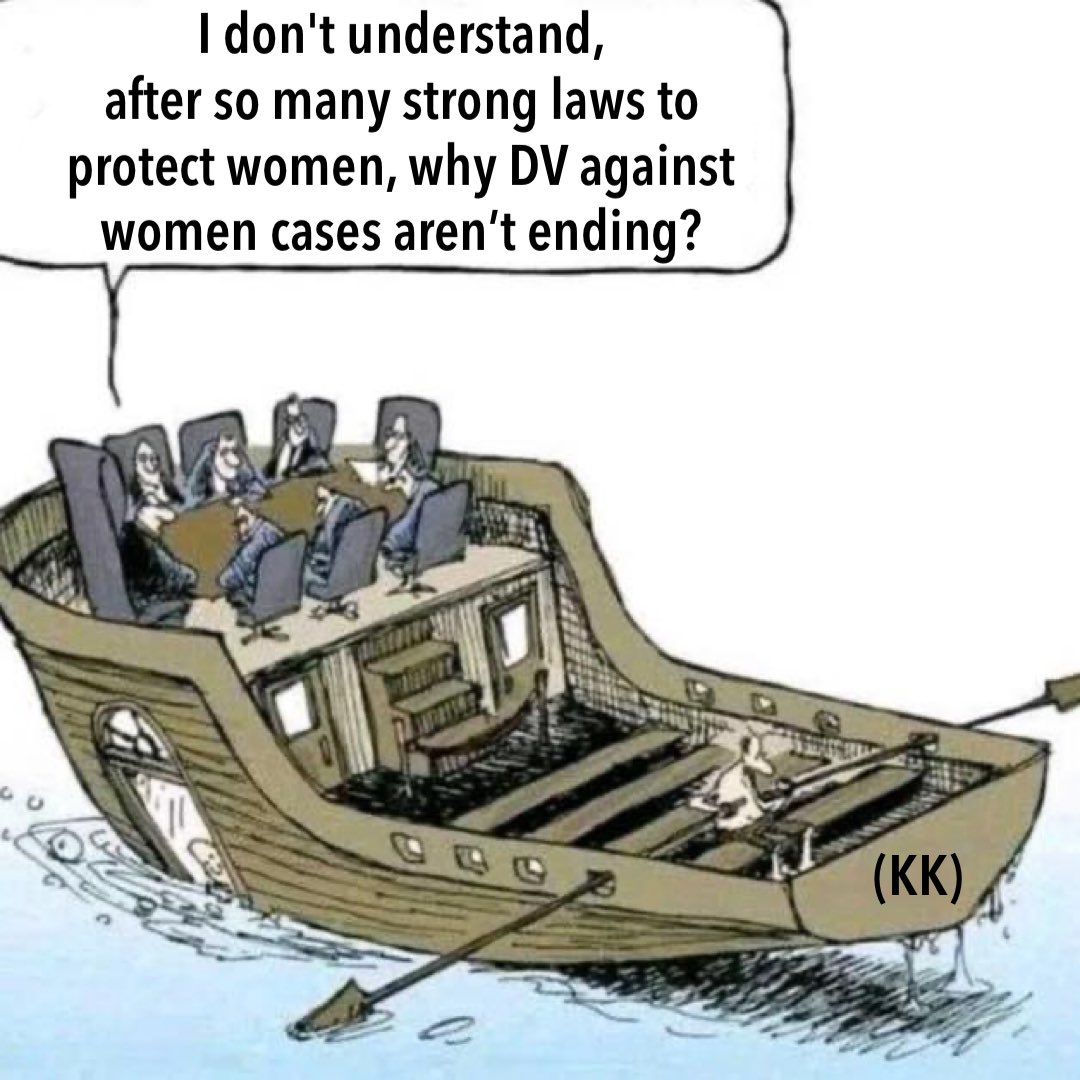 Try2StopME's tweet image. When the people creating the holes are the same ones hosting the meeting to discuss how to stop the boat from sinking. 💀

#GenderBiasedLaws #FalseCases