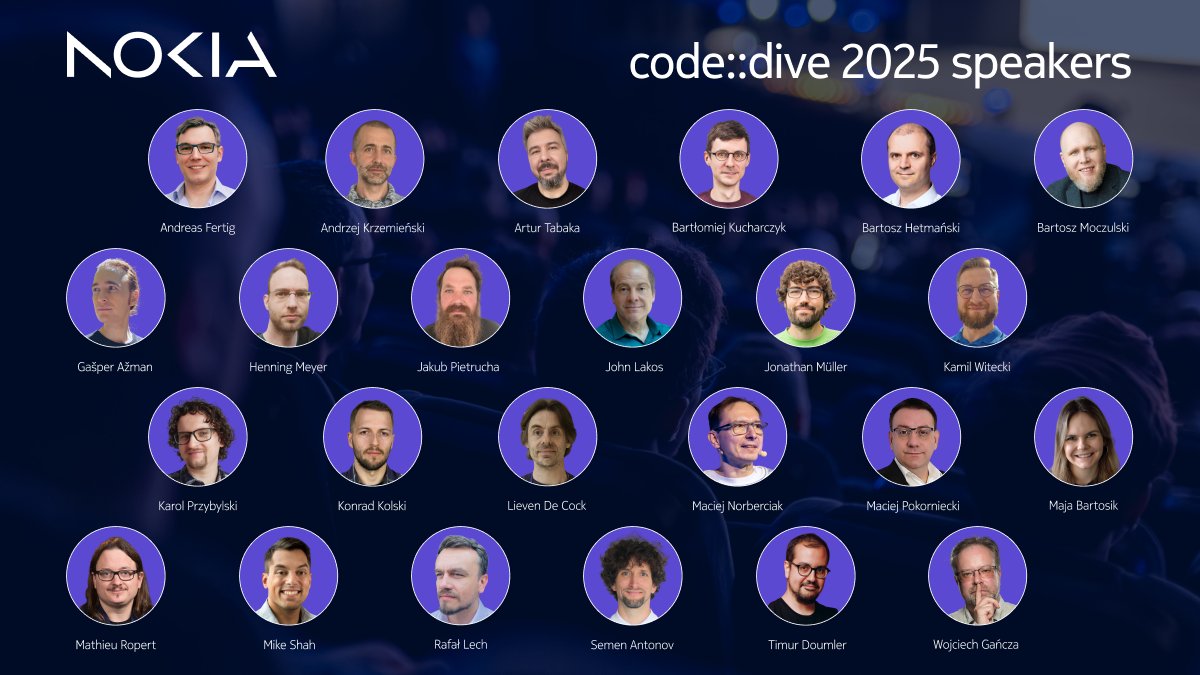 code_dive_pl's tweet image. Knowledge shared. Minds connected. Community inspired. Thank you to our code::dive 2025 speakers for filling this year’s edition with ideas, insights, and inspiration. You made this conference not just about technology, but about ideas that move it forward. 🚀
#codedive2025