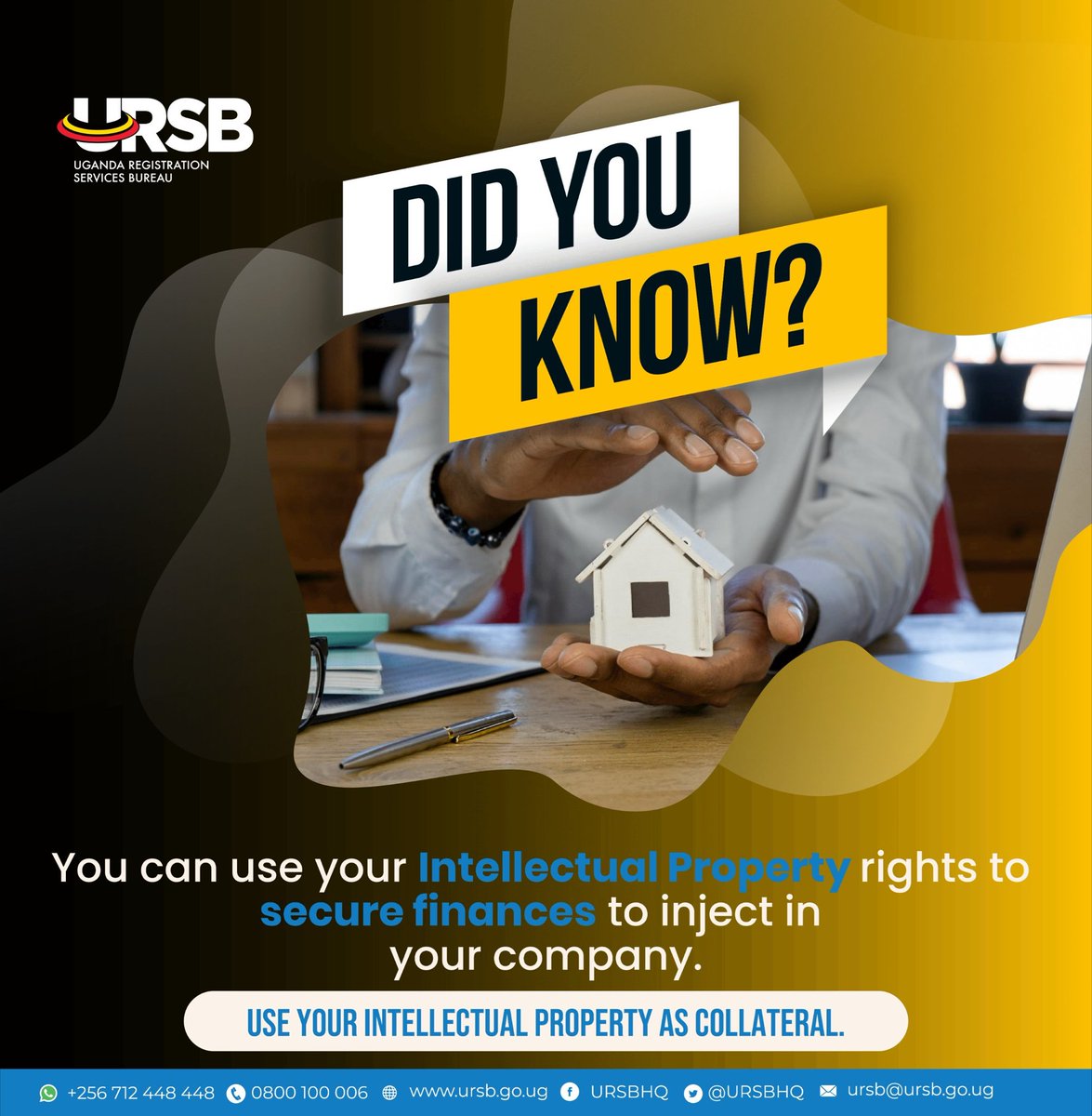 URSBHQ's tweet image. Did you know your Intellectual Property can unlock financial opportunities for your business? 💡

Use your IP rights as collateral to secure funding and grow your company.

#SIMPO #IntellectualPropertyUG