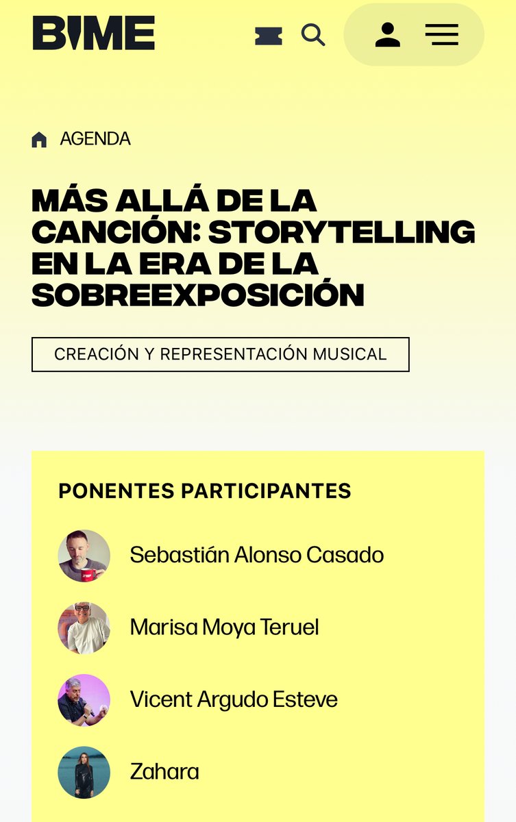 Estamos en <a href="/BIMEnet_/">BIME</a> y hoy 29 de octubre, a las 15:45 h, Sebas E. Alonso modera la mesa “Más allá de la canción: Storytelling en la era de la sobreexposición” en la que también participan <a href="/zaharapop/">Zahara</a> Marisa Moya y Vicent Argudo
