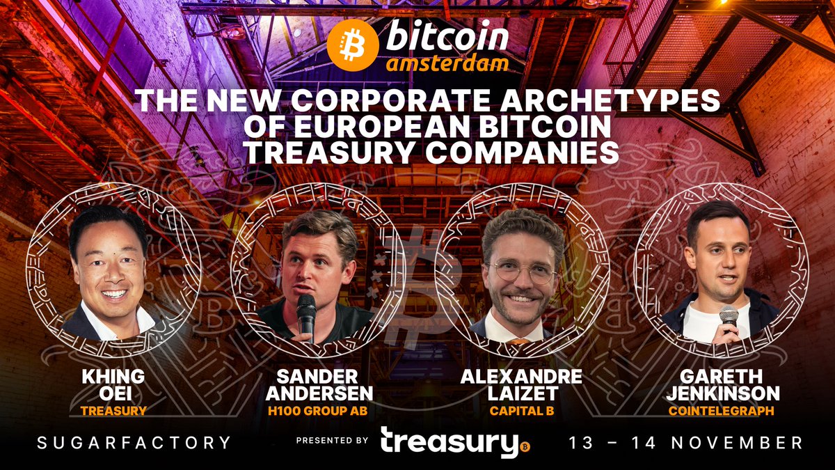 Sanderandersenn's tweet image. Looking forward to joining @khingoei, @AlexandreLaizet and @gazza_jenks on stage at @BitcoinConfEUR.
We will dive into how a new generation of European Bitcoin treasury companies are structuring capital, strengthening balance sheets and building the corporate layer of Bitcoin.…