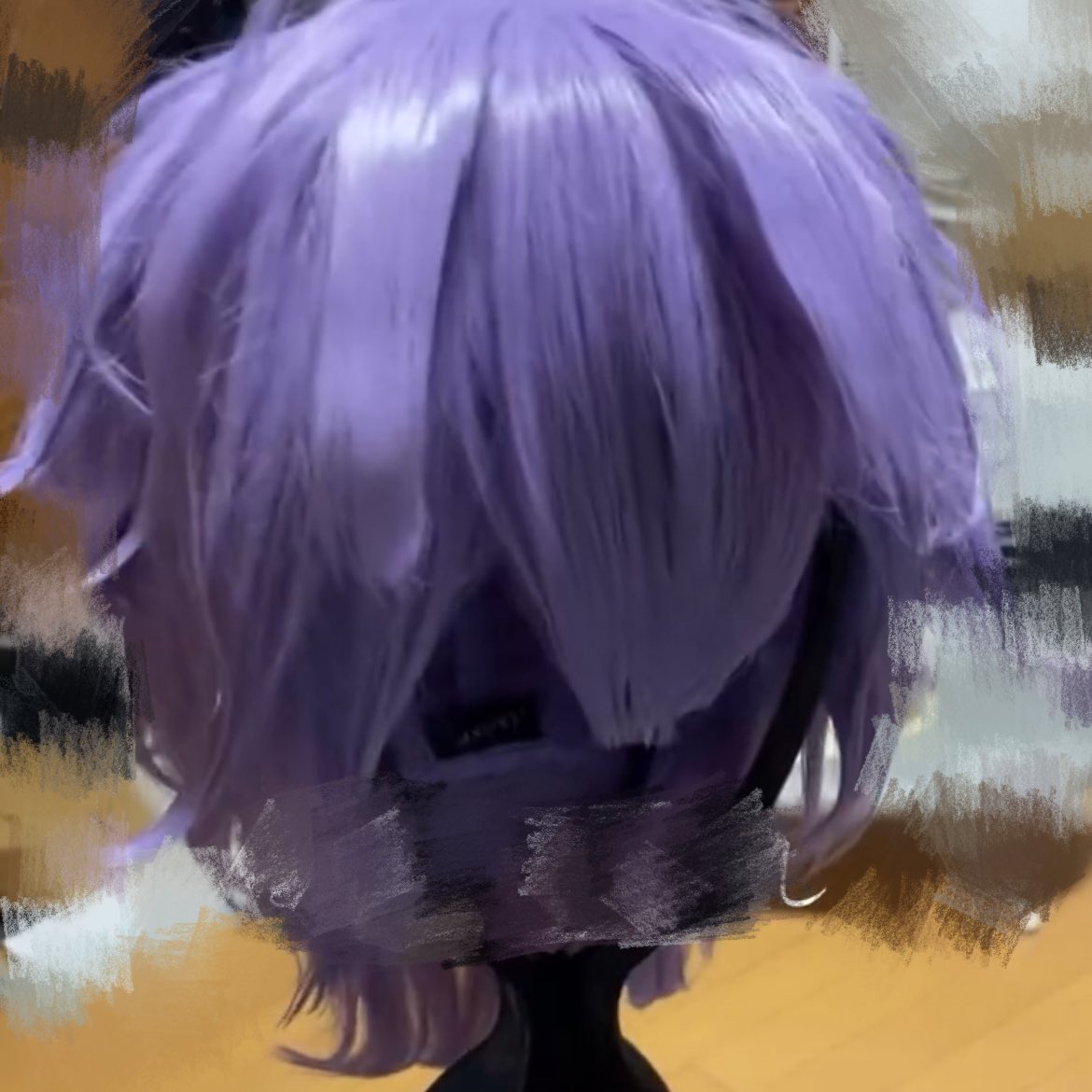 Tqnqk_ccbjimu's tweet image. 生活感溢れすぎてるからモザイク凄いけど、ウィッグ完成。ちなみに毛量ミスってめちゃボリューミー…。