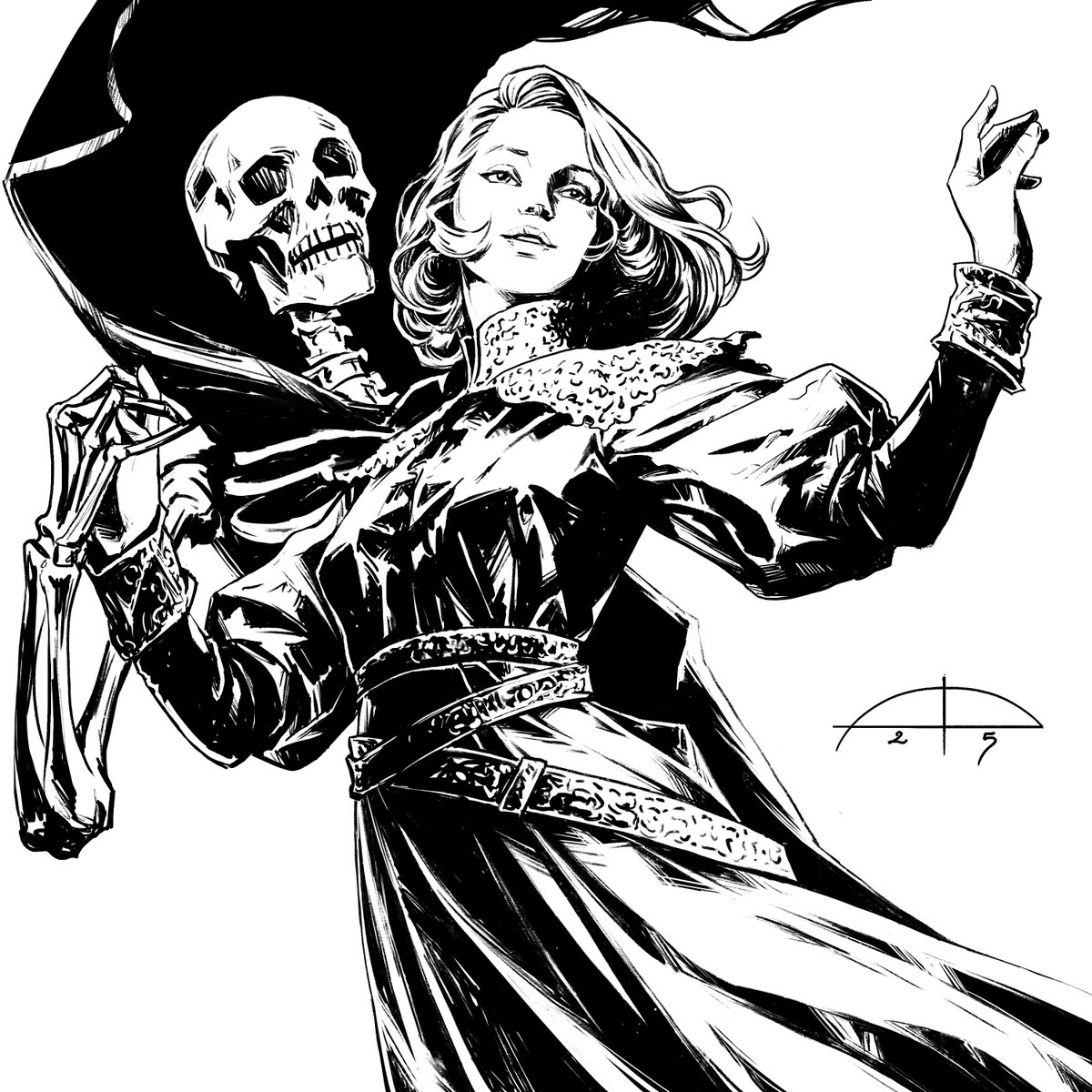 28th sketch of Inktober 2025, prompt: "Skeletal". In the arms of Death.
#inktober #inktober2025