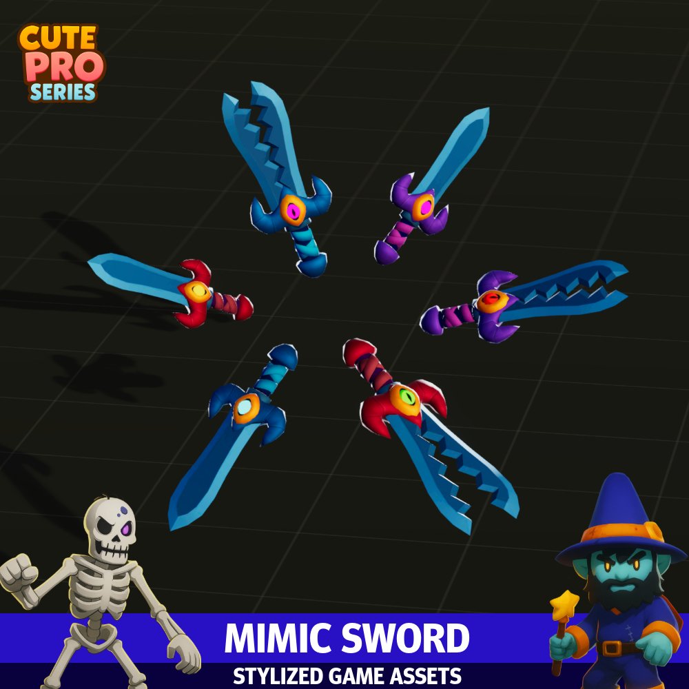 Meshtint's tweet photo. ⚔️ The Mimic Sword is Here!

A new addition to our fantasy weapon lineup — the Mimic Sword is now available!
Add this animated, stylized blade to your next game project.

👉 https://t.co/u9n8ByMiW9

#GameDev #Unity3D #3DAssets #FantasyWeapon #IndieDev #CuteSeries #Meshtint https://t.co/RJptIcW96X