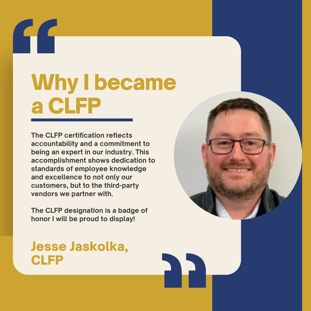 CLFP_Foundation's tweet image. We love seeing our CLFPs sharing their commitment to the industry, their dedication, and passion for the CLFP funny letters. On this week’s Why I became a CLFP Wednesday, we celebrate Jesse and his commitment to our industry.  Congratulations Jesse!