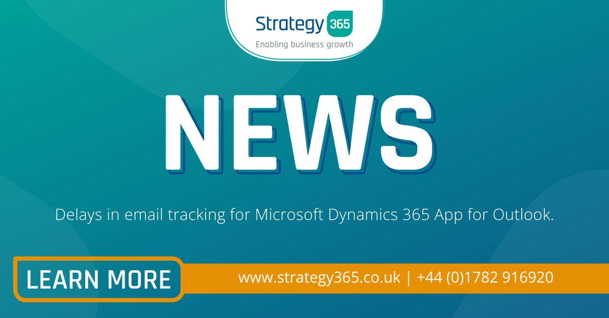 strategy365ltd's tweet image. The Microsoft #Dynamics365 App for Outlook is experiencing delays in email tracking. ⚠️

Emails with attachments are taking up to 30 mins to appear in CRM systems.

Expect a resolution by early December. Learn more 👉 loom.ly/134BhnQ

#MicrosoftUpdate #EmailTracking #D365