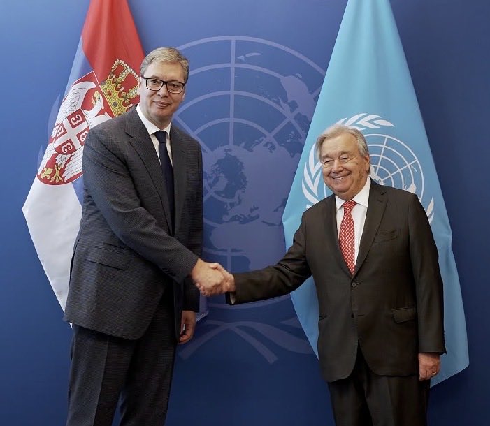 The absurdity of UN  supporting Serbia but Not Recognizing Kosovo?

It is incomprehensible how the <a href="/UN/">United Nations</a> can welcome a leader like Vucic a man who emerged from the same political structure as the Milosevic's regime, responsible for genocide in Bosnia, massacres in Croatia and