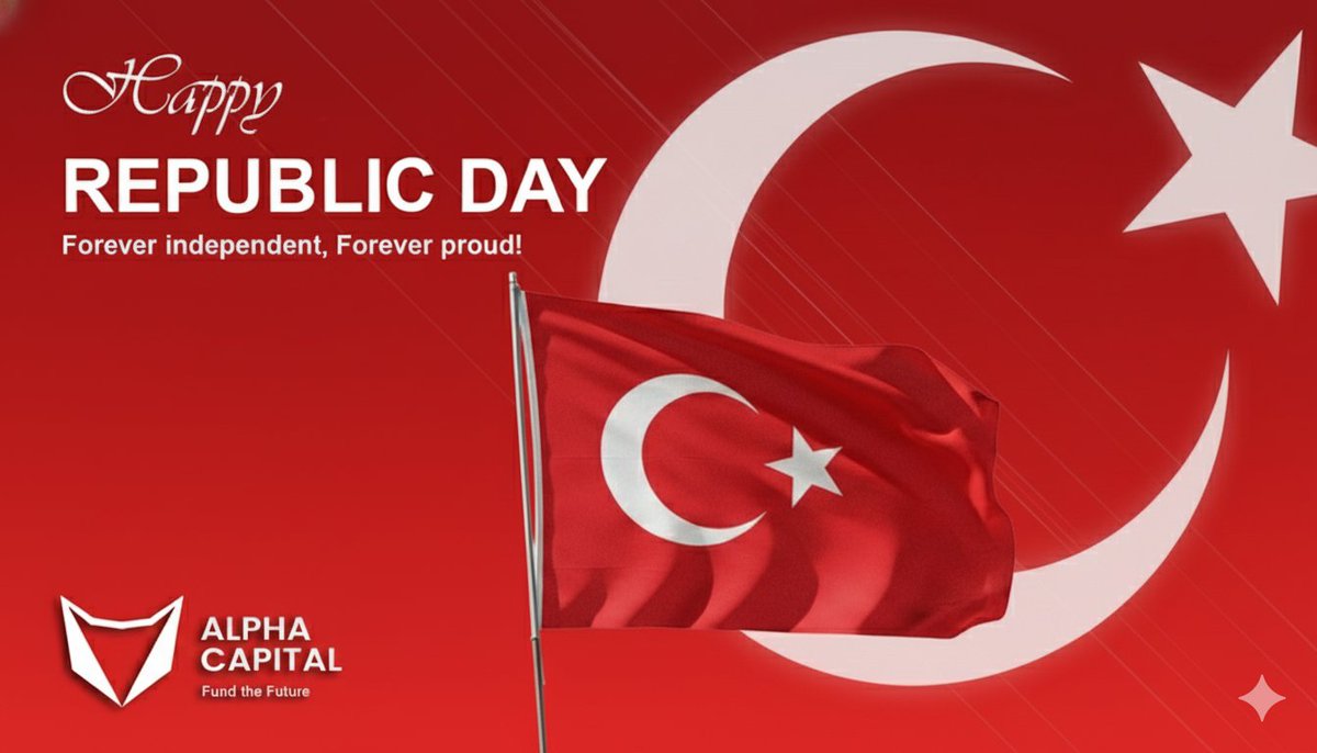 alphacapital_vc's tweet image. On this important occasion, we proudly join in recognizing the 102nd Republic Day of Türkiye. 🇹🇷

We celebrate with the Turkish people their enduring spirit, remarkable resilience, and unwavering commitment to freedom and sovereignty. 💪🇹🇷 

#HappyRepublicDay #Türkiye102