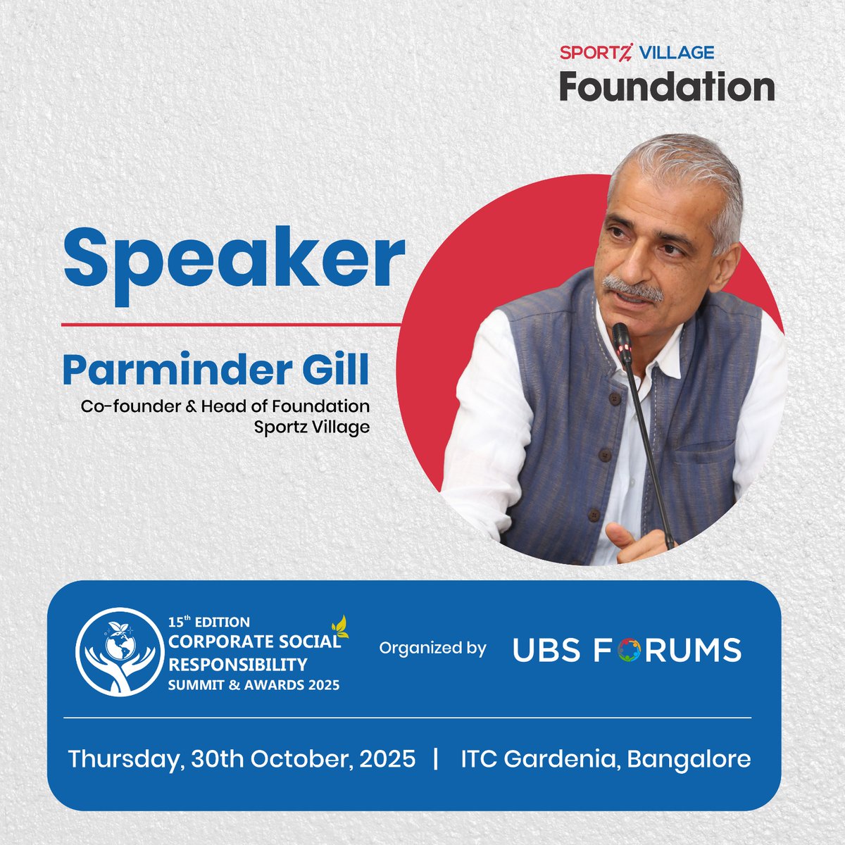 SVChangeIndia's tweet photo. We’re excited to share that our Co-founder & Head of Foundation, Parminder Gill, will share his perspectives on innovation and inclusive growth as drivers of a sustainable future at the 15ᵗʰ Edition of the CSR Summit & Awards 2025 by @ubsforums.
#CSRSummit #CSRLeadership https://t.co/ldqgiZlKu7