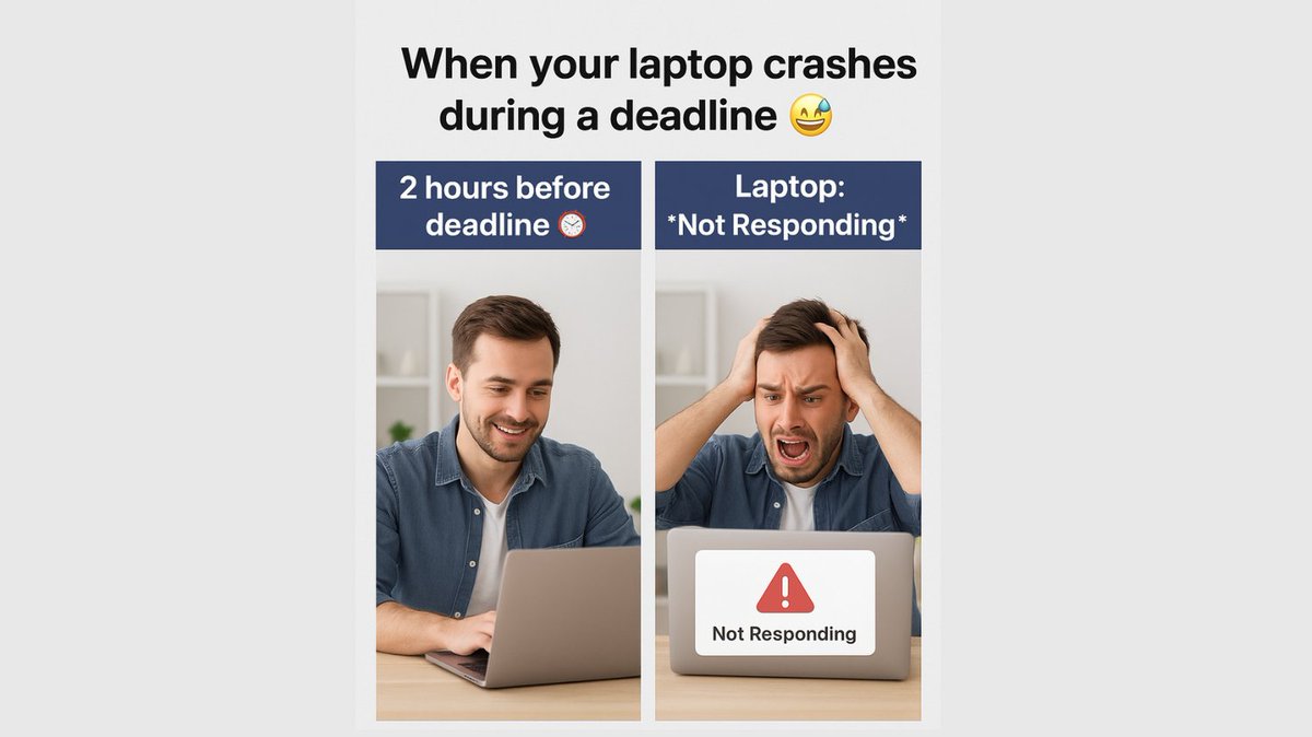 the_ardor's tweet image. When your laptop crashes during a deadline 😅#TechLife #RelatableTech #TheArdorSolutions