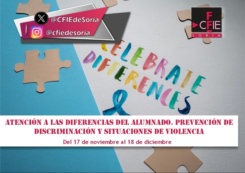 📚🖥 Curso: "Atención a las diferencias del alumnado. Prevención de discriminación y situaciones de violencia"
🕔 20 horas.
📅 Inscripción del 29 de octubre al 13 de noviembre.

ℹ Más Info: cfiedesoria.blogspot.com/2025/10/atenci…

#formaciónCyL <a href="/educacyl/">Educación JCyL</a>