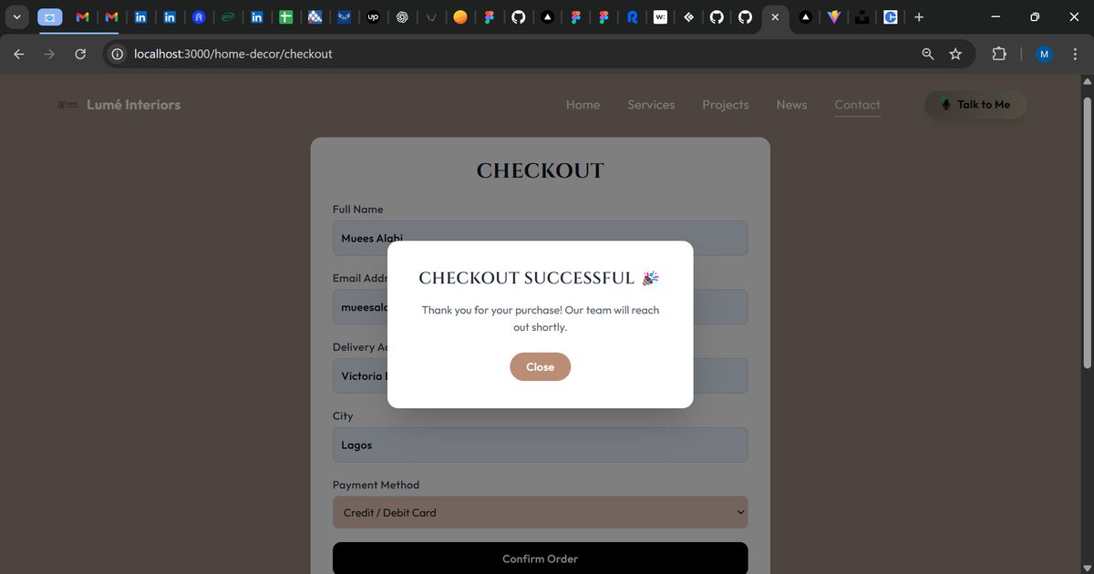 Muees__99's tweet image. Just wrapped up a new build ,a digital space where architecture meets interaction  Users can explore projects, talk to the app🎙️like décor items , and checkout seamlessly .Built with Next.js + TypeScript + Framer Motion +Tailwind CSS. #Nextjs #buildinpublic #FrontendDevelopment