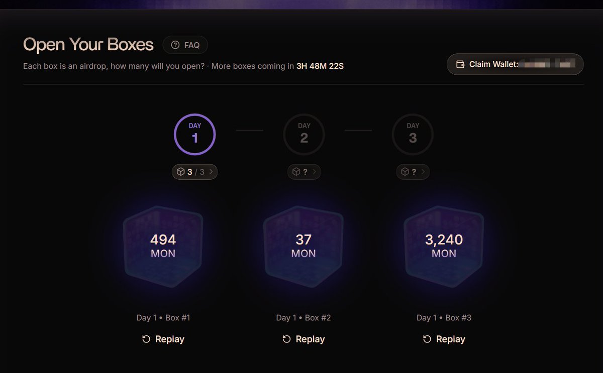 Monad 空投查询开始了，每天去开盒子     

Monad airdrop tracking has started; check your loot boxes daily.

claim.monad.xyz