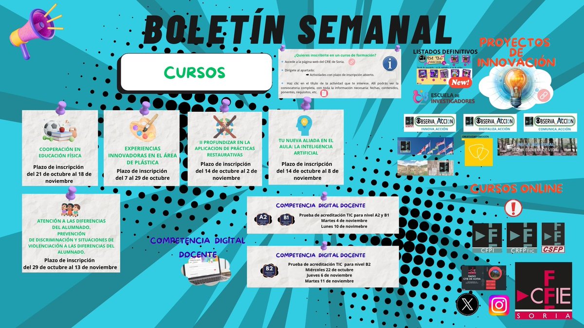 ¡¡Ya está aquí nuestro boletín semanall!!🧐
<a href="/educacyl/">Educación JCyL</a>
#FormaciónCyL acortar.link/uNtYOq