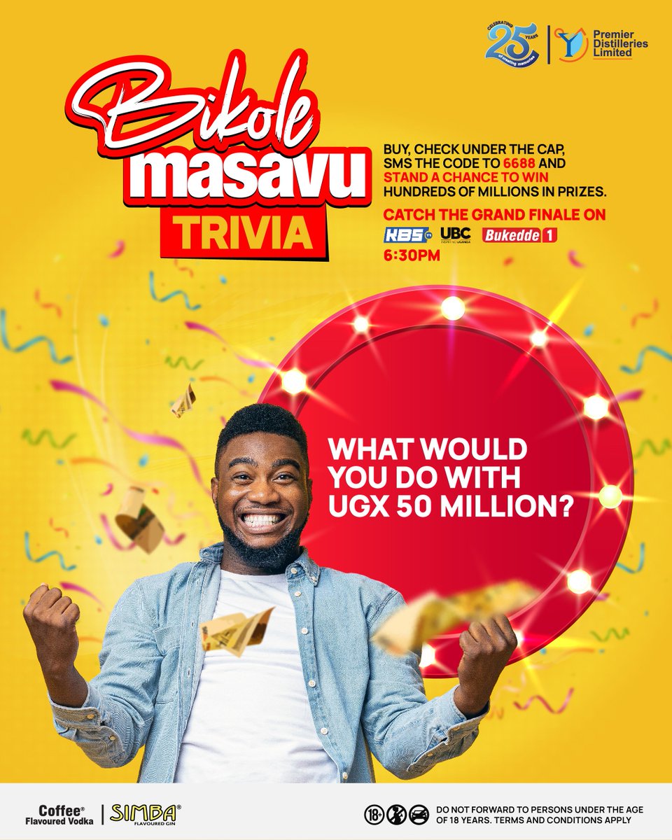 premierdisltd's tweet photo. What is the first thing you would do if you won 50
Million shillings?

Drop your answer in the comments.

#Premierdistilleriesug #BikoleMasavu https://t.co/Fo2ZnV286e