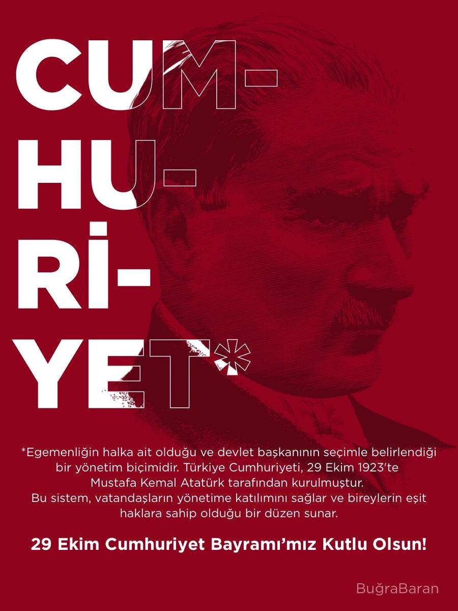 Bugün, yarın, daima…
Gazi Mustafa Kemal Atatürk’ün ilke ve inkılaplarının sonsuz ışığında, onurla, gururla nice 102 yıllara...

#29EkimCumhuriyetBayramı’mız kutlu olsun!

Yaşasın C U M H U R İ Y E T! 🇹🇷

#29Ekim 
#Atatürkünİzinde102Yıl 
#MustafaKemalAtatürk