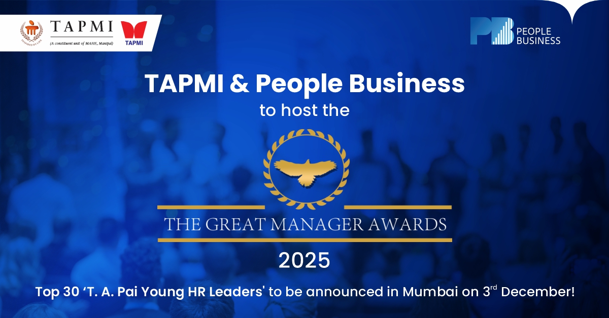 TAPMI, in collaboration with People Business — a global leadership and HR consulting firm — is proud to present the 10th edition of the Great Manager Awards 2025.

📌 Venue: The Westin Garden City, Mumbai

🔗 Know more: greatmanagerawards.com 
🔗 Visit: peoplebusiness.org