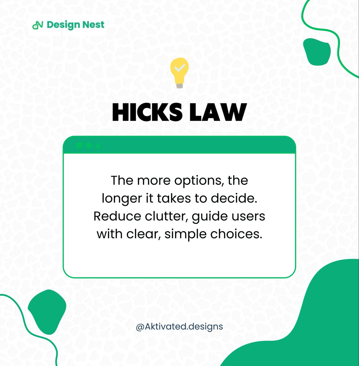 100Aktivated's tweet photo. 𝟱 𝗨𝗜/𝗨𝗫 𝗗𝗲𝘀𝗶𝗴𝗻 𝗟𝗮𝘄𝘀 𝗧𝗵𝗮𝘁 𝗠𝗮𝗸𝗲 𝗮 𝗚𝗿𝗲𝗮𝘁 𝗣𝗿𝗼𝗱𝘂𝗰𝘁👇
✨ Good design isn’t luck, it’s guided by principles.
#UIUX #UI #UX #userinterface #userexperiencedesign https://t.co/rqGvMHjBBe