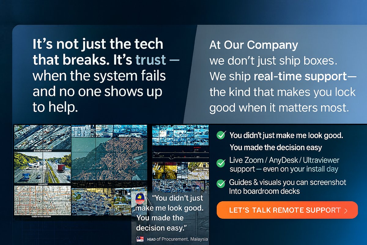 You're live. The signal’s down.
Your client stares.
You need answers — now.
Your supplier? "Still checking with engineering."
At CKDZ, we don’t just ship boxes.
We ship real-time support —
the kind that makes you look good when it matters most.
#KVMoverIP  #ProAV #AVIntegration