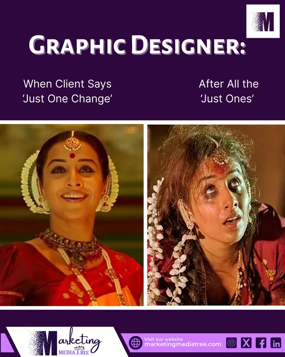 MMediatree19183's tweet image. When clients say “Just one small change” — and 100 edits later, the designer turns into a legend of patience
😅🎨 Graphic designers, we feel you! 💻💥 👉
Visit: marketingmediatree.com
#GraphicDesignerLife #DesignerHumor #CreativeAgency #MarketingMediaTree #DesignStruggles