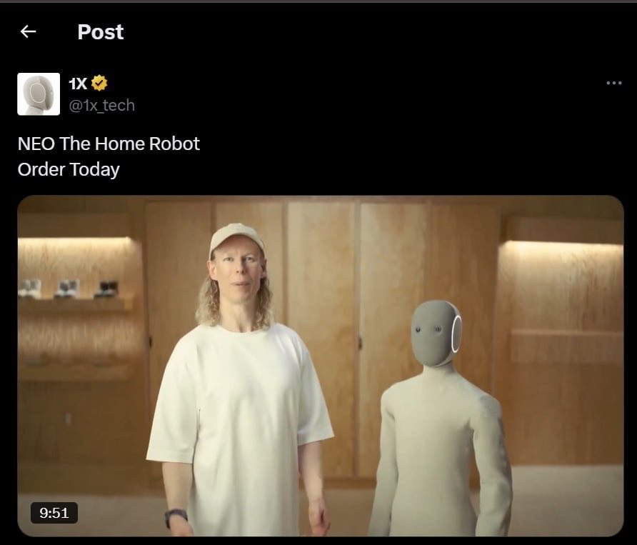 Meshvcv's tweet photo. @coinbureau Meet #NEO — humanity’s newest roommate the future just stepped into your living room.
 $NEO — the world’s first home humanoid robot. 🤖🔥

0x1EA97eEad3946557fD22bFdBcb62F1B4aADfc369 https://t.co/MYFnE5e7tu