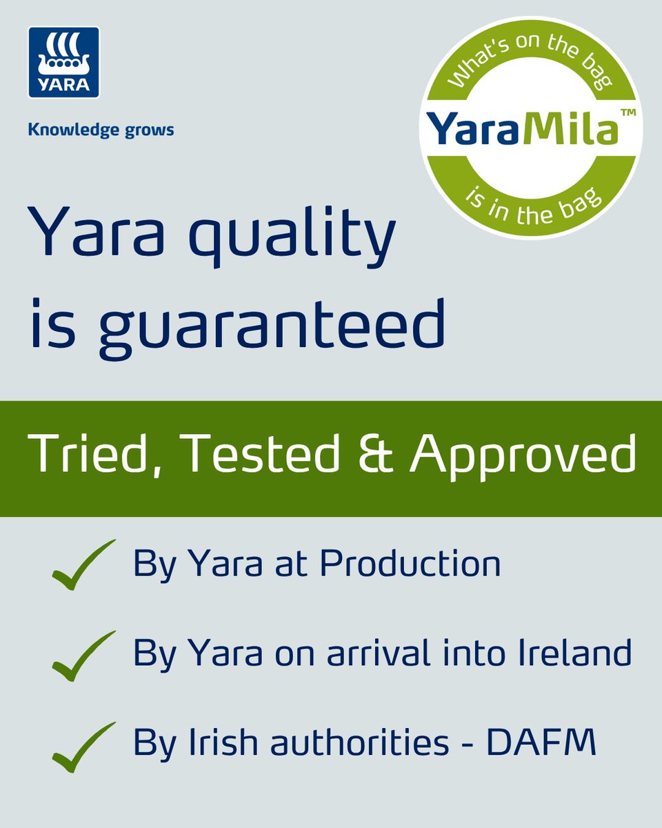 Yara fertilisers are tried, tested and approved ✅

If it's Yara on the bag, it's Yara in the bag. We do whatever is necessary to ensure that what arrives on farm is of the absolute highest quality.🌱

Learn more: ow.ly/Yebr50WRJzJ

#Fertilisers #Quality #Crop #Nutrition