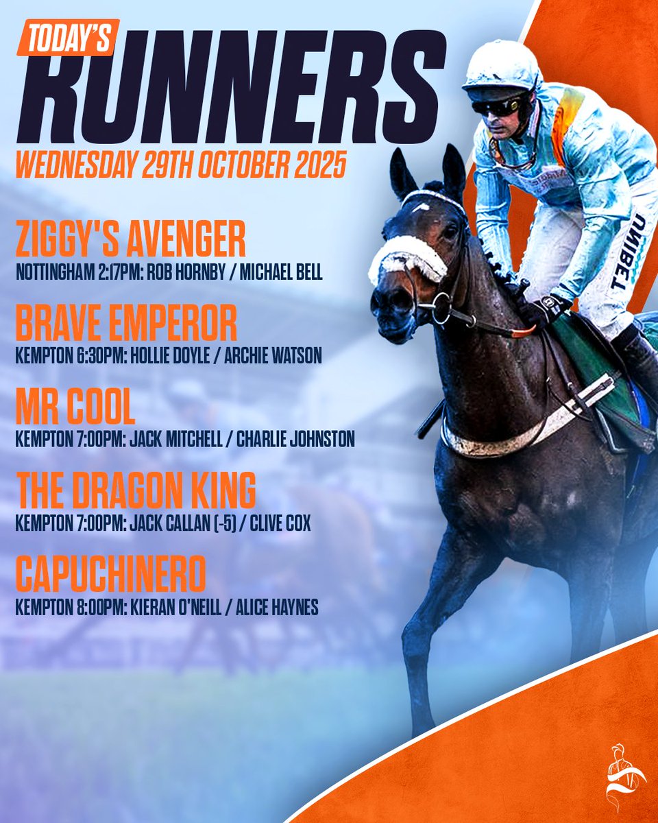 A busy day ahead! ZIGGY'S AVENGER makes his debut at <a href="/NottsRacecourse/">Nottingham Racecourse</a> before we head to <a href="/kemptonparkrace/">Kempton Park Racecourse</a> with a big team of owners for four runners this evening. Best of luck to all! #TeamMPR