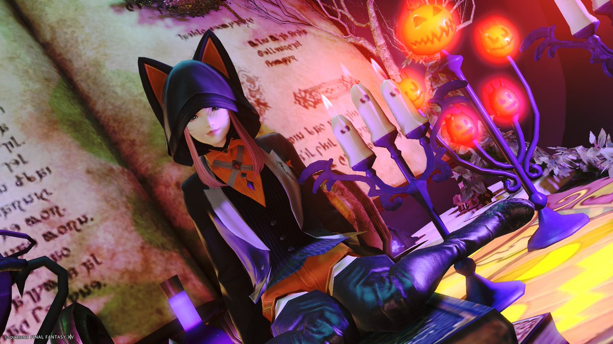 h_x_ff14's tweet image. keiさんと一緒にりーさんのハロウィンスタジオに乗り込んできました～！光と色彩が綺麗✨
ホラーゲームの話とかしながら長時間おじゃましてました🎃
#CS_R_PLUS