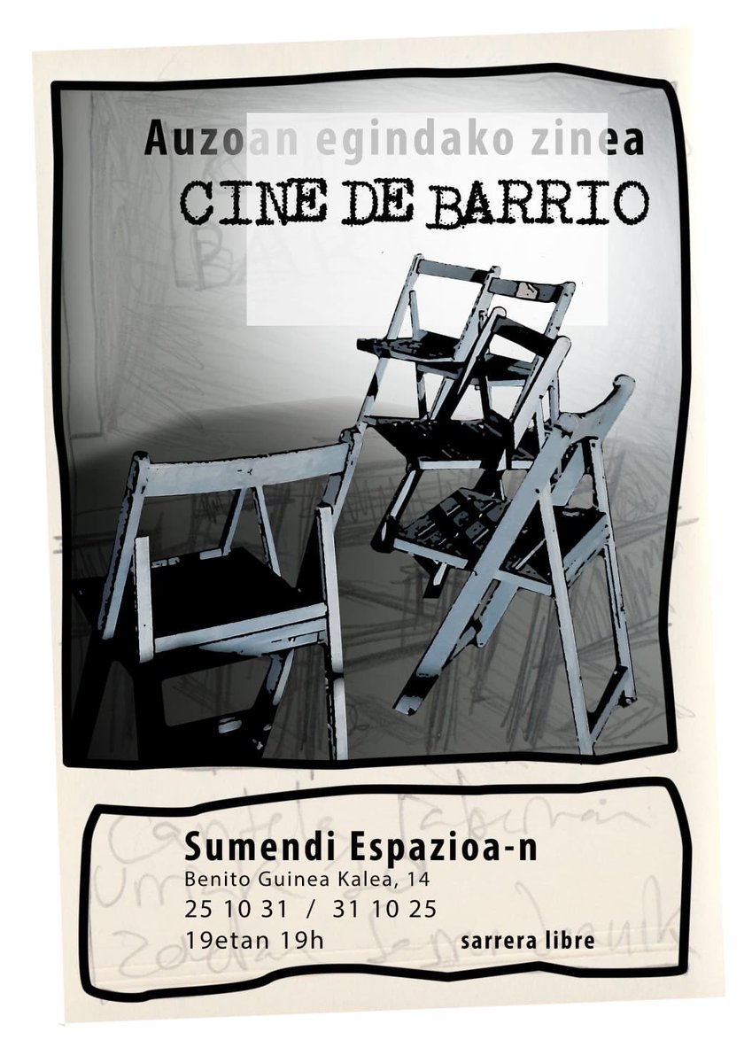 *Cine de barrio.* _Auzoan egindako zinea_ 
🎞️  Bazatoz km0 filmak ikustera?Judimendin, Santa Lucian, Aranan eta Aranzabelan errotutako 7 sortzaileen 10 lanetaz gozatzeko aukera izango dugu ia ordu t'erdi inguruko saioan.
🗓️ Urriaren 31an, ostirala
 🕰️19etan
 📌Sumendi
Sar: librea