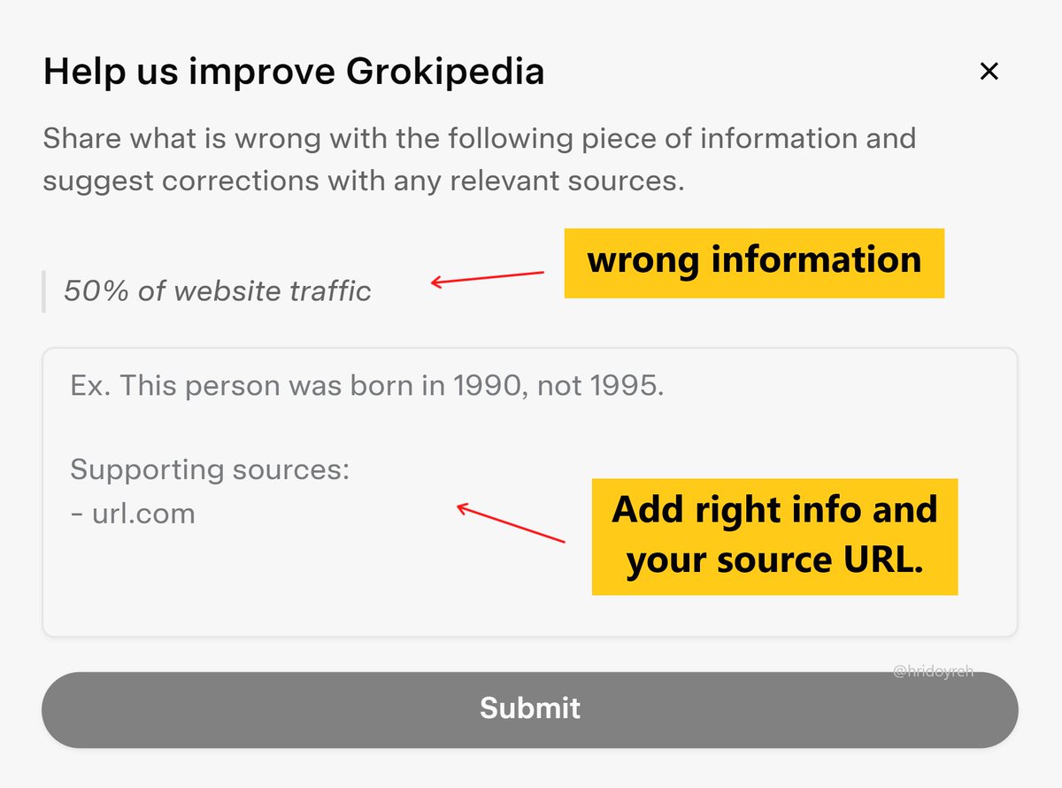 seo_wins's tweet image. How to get links from Grokipedia:
 
1. Find a wrong stat on Grokipedia.
2. Write the right info on your site.
3. Select wrong texts from Grokipedia.
4. Choose &apos;It&apos;s Wrong&apos; from pop-up.
5. Add your right info and source URL.

By doing the same,

We already got 4 backlinks...