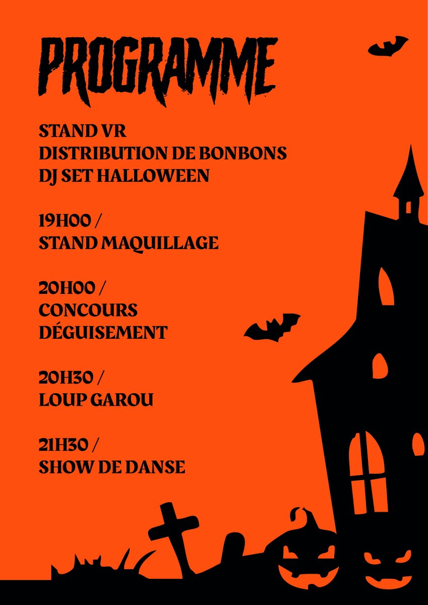 TeamLS4B's tweet photo. Cette année la LS4B fête Halloween à la fête foraine de Houilles ! 

Stand VR horreur, DJ set, Loups garou et bonbons à gogo seront au rendez vous !

Tentez votre chance au concours de Déguisement et profitez de l'ambiance flippante et familiale au parc Charles de Gaule 🎃

Entrée gratuite et ouvert à tous !