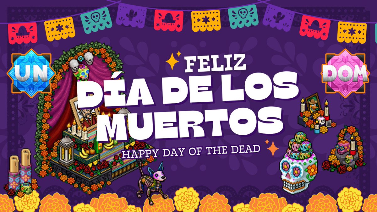 🕯️ Feliz Día de los Muertos! Happy Day of the Dead from the Dept of Media 🌼 We hope you have a lovely weekend filled with remembrance, love, and family! #habbo #habboUN