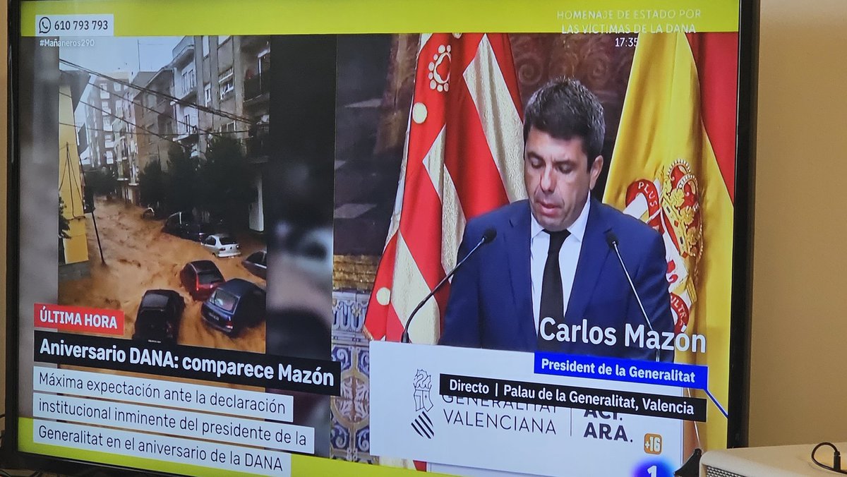ChioRo_yo's tweet photo. No imagino qué deben estar sintiendo los valencianos y valencianas, en este preciso instante, viendo a este sinvergüenza hablando de memoria, respeto y desamparo Y
y diciendo que trataron de hacer lo mejor. 
#MazonDimisión 
#valencia 
#29o
#DANA
#MazonAPrision
#Vergüenza https://t.co/2eegM4USuv