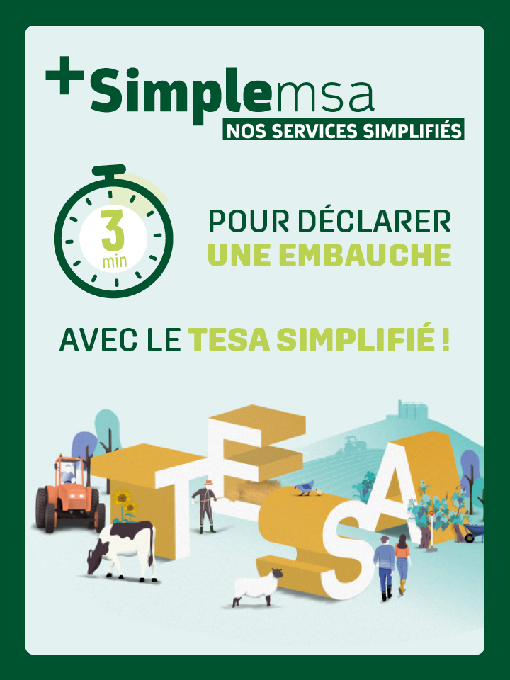 [+SimpleMSA]
⚡Développé par la MSA, le Tesa simplifié facilite l’embauche en CDD de courte durée (jusqu’à 3 mois).
Idéal pour recruter des saisonniers, des travailleurs occasionnels ou gérer un surcroît d’activité.
En savoir plus 👉maineetloire.msa.fr/lfp/web/msa-de…