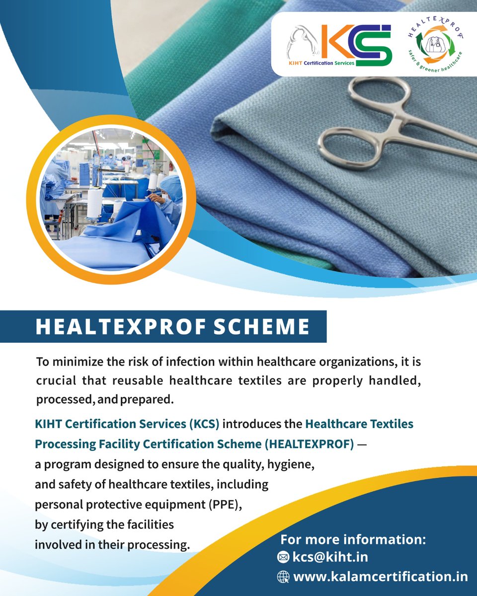 GetKCS's tweet image. @GetKCS introduces the Healthcare Textiles Processing Facility Certification Scheme (HEALTEXPROF), a program designed to ensure the quality, hygiene, and safety of healthcare textiles, including personal protective equipment (PPE), by certifying the facilities involved in their…