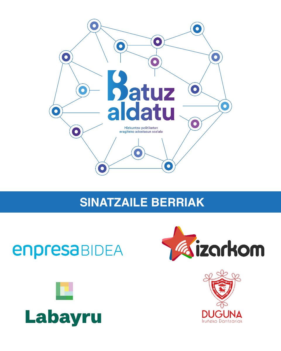 🤝 #BatuzAldatu: Itun Soziopolitiko berrirako eskaintzarekin bat egin dute beste 4 eragilek:

1⃣ @LabayruFundazio​a
2⃣ <a href="/EnpresaBidea/">EnpresaBIDEA</a> egunkari digitala
3⃣ @Duguna Iruñeko Dantza Taldea
4⃣ @Izarkom Kooperatiba

🔍 Informazio gehiago👇
kontseilua.eus/batuzaldatu