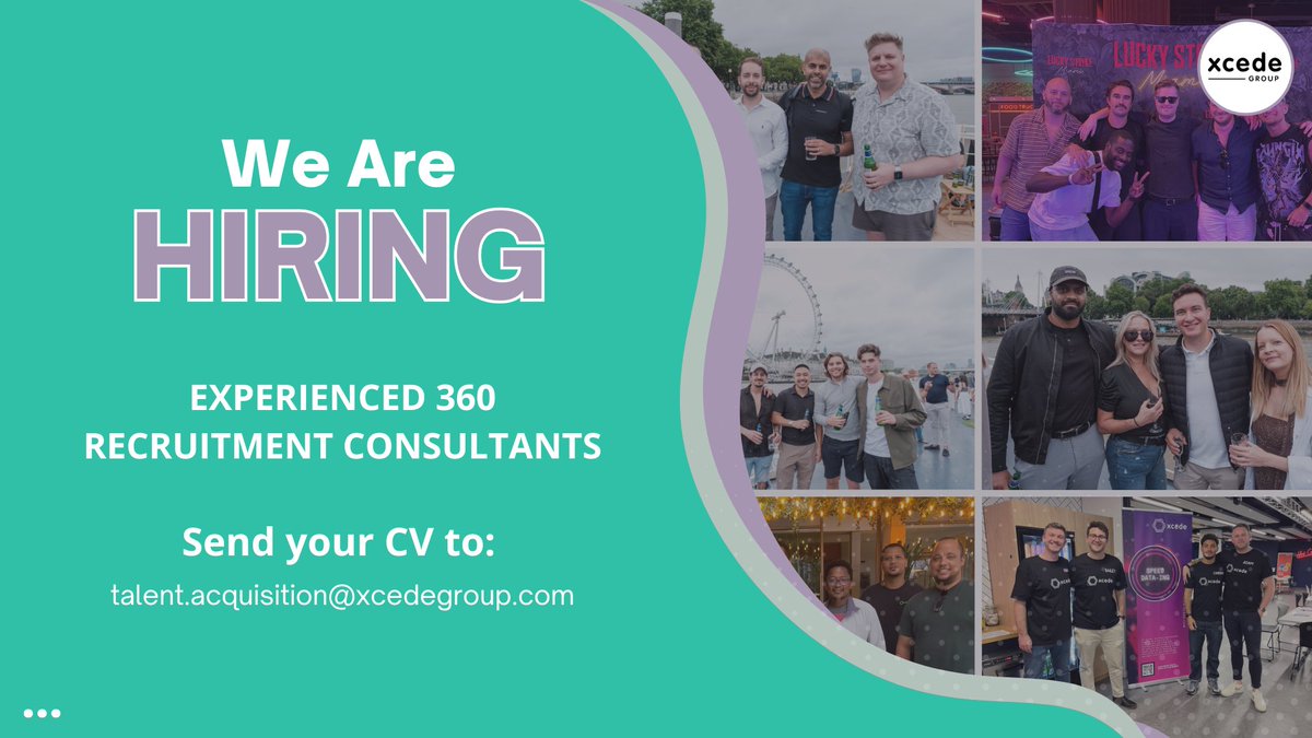 🤝 We’re hiring! ✨

Across Xcede and EarthStream, we’re on the lookout for driven 360 recruiters to join our global teams 🌍

💬 Apply today!
xcedegroup.com/jobs

#wearehiring #recruitmentcareers #joinourteam #joinus #techrecruitment #energyrecruitment #lifeatxcedegroup