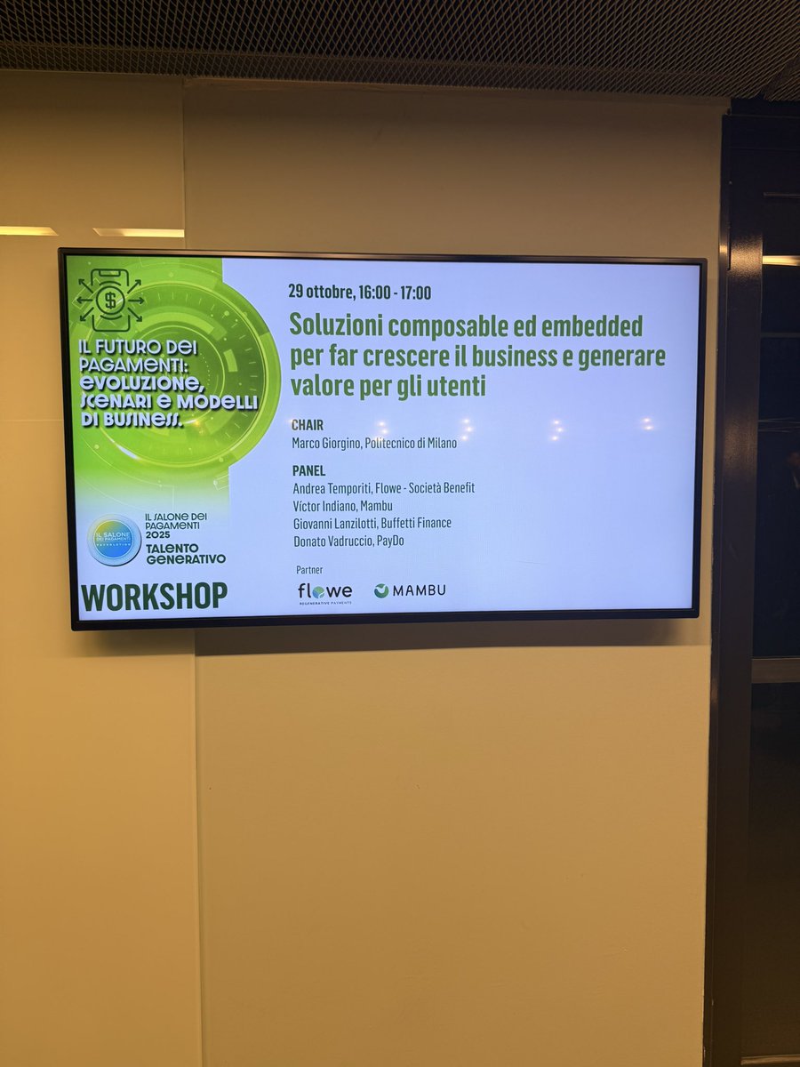 Payvolution's tweet image. #salonepagamenti è in corso in sala Amber 3 il #workshop #Flowe × #Mambu “Soluzioni composable ed #embedded per far crescere il business e generare #valore per gli utenti”, moderato da Marco #Giorgino. 
 #ABI #payvolution #ABIEventi #Bancaforte
