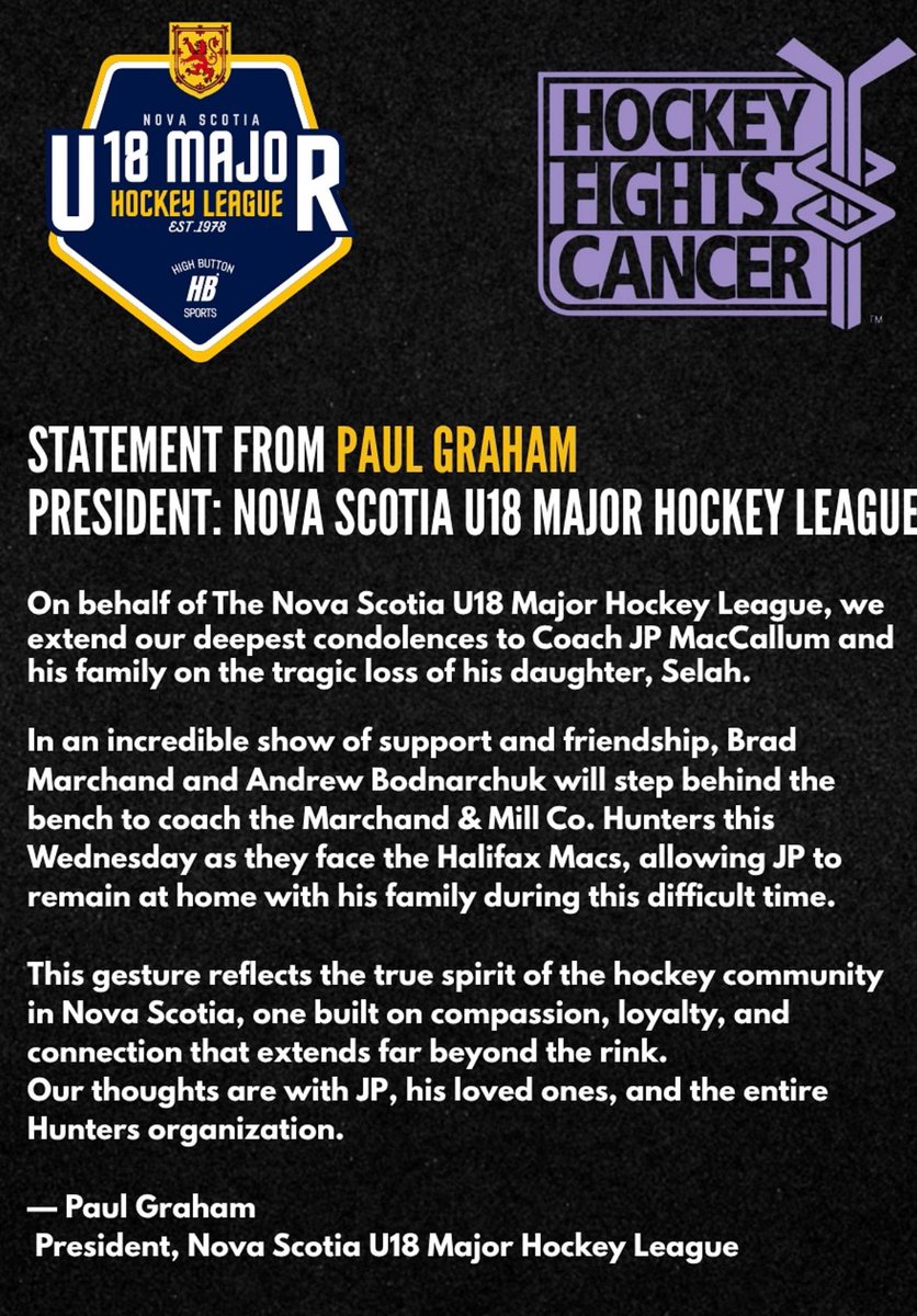 Brad Marchand will be coaching in Nova Scotia today. He is covering for coach JP MacCallum after the loss of his daughter, Selah. #FlaPanthers #TimeToHunt