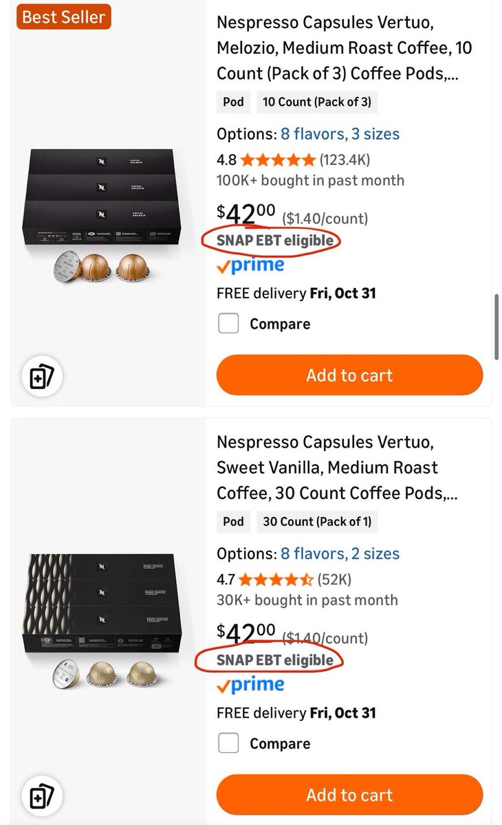 Los beneficiarios de cupones de alimentos que “pasan hambre” no podrán recibir sus cápsulas Nespresso gratuitas la próxima semana.

Los republicanos son unos monstruos.