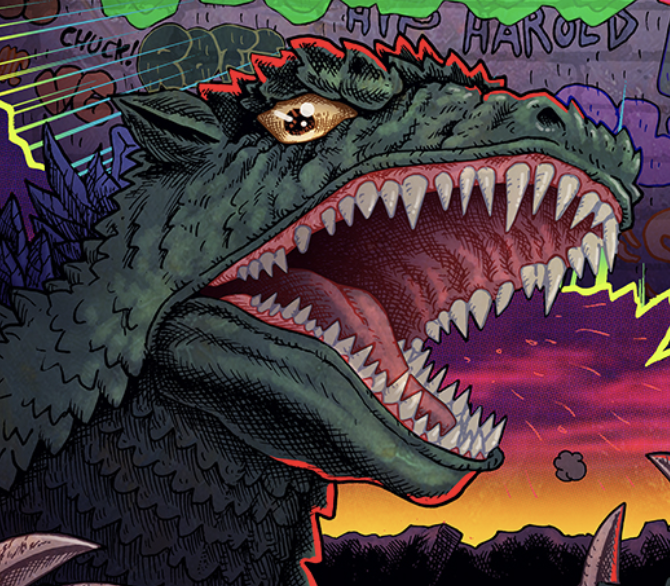 Godzilla vs. Kansas City comes out today from <a href="/IDWPublishing/">IDW Publishing</a>, including stories by yaboy, <a href="/Freddieart/">Freddie Williams II</a>, <a href="/baldemar_rivas/">Baldemar Rivas C2E2 Artist Alley A-05</a>, <a href="/JakeSmithArt/">Jake Smith</a>, and Kyle Strahm. Pick it up- it's a smash!