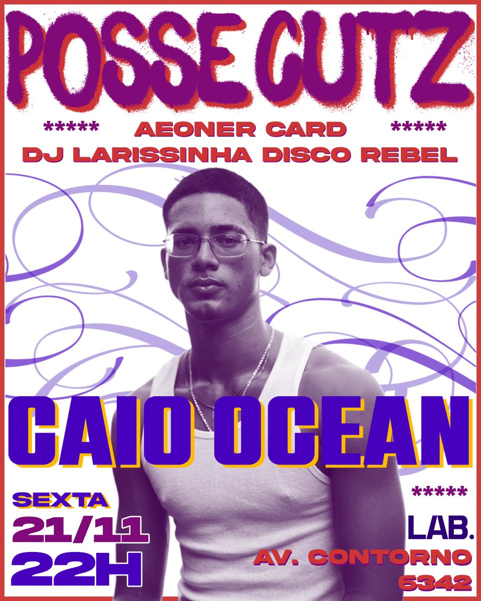 NOVEMBRO TEM POSSE CUTZ! 💯👺💫🥷

Edição mais que especial trazendo novamente Caio Ocean apresentando seus hits + DJ Larissinha, Aeoner, Disco Rebel &amp; CARD! 🎯🎛️

Os ingressos estão rolando no sympla, garanta o seu antecipado!💢☯️

➡️sympla.com.br/evento/posse-c…