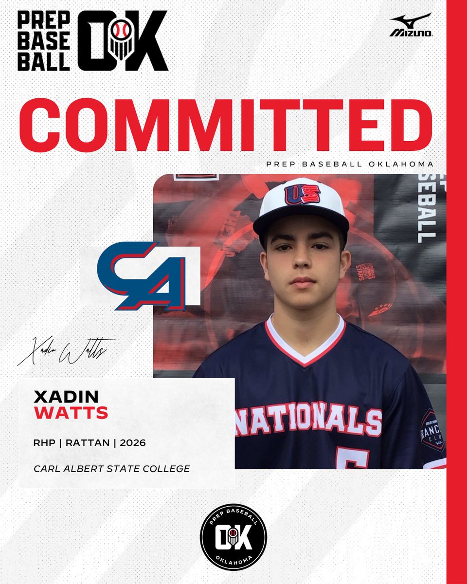 PrepBaseballOK's tweet photo. RHP Xadin Watts (Rattan, 2026) commits to Carl Albert State College

@XadinWatts
@RattanBaseball
@CASCBaseball

👤: https://t.co/LOtovjYdb4 https://t.co/QReWNuDNrb