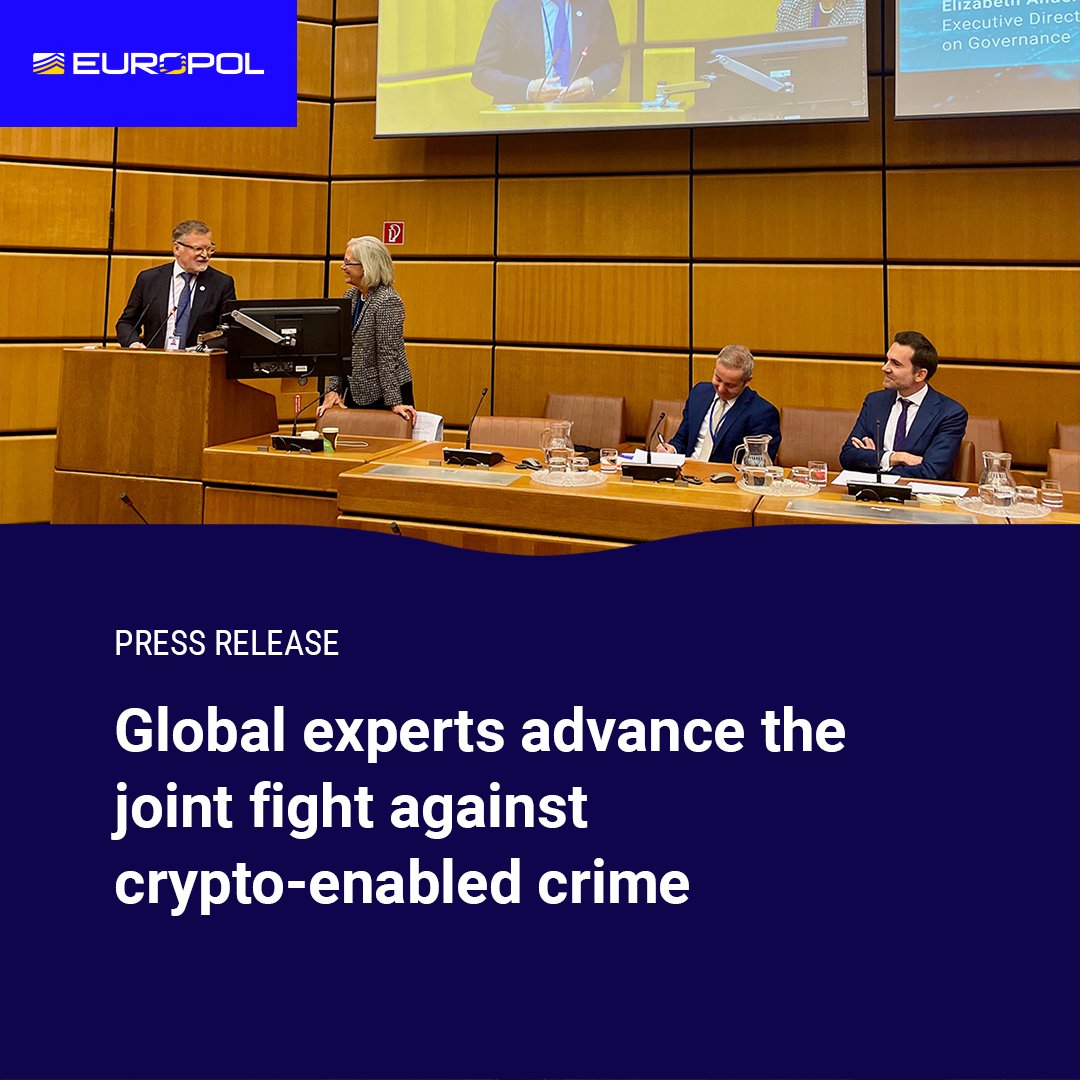 Europol's tweet image. 🌍 Global experts convened at the 9th Global Conference on Criminal Finances and #Cryptoassets to advance the joint fight against crypto-enabled crime; standards, cooperation, &amp;amp; capacity building are key. 

🔗Read more in our press release: europol.europa.eu/media-press/ne…