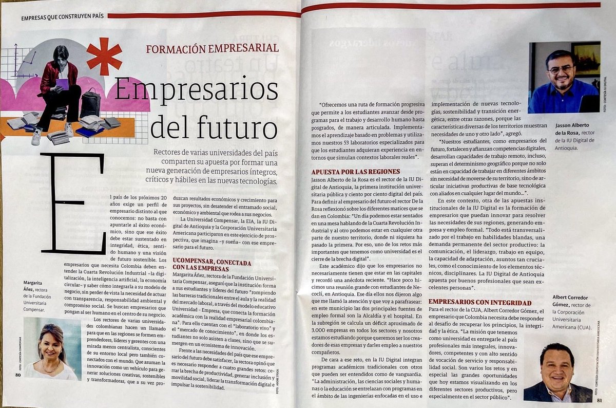 IUDIGITAL's tweet photo. En la edición especial de la @RevistaSemana , Rectores colombianos reflexionan sobre el empresario que necesita el país para los próximos 10 años. 💡
Conoce la visión de la @IUDIGITAL sobre el futuro del emprendimiento y la formación empresarial en Colombia. 🇨🇴 https://t.co/wMuSqFlfm7