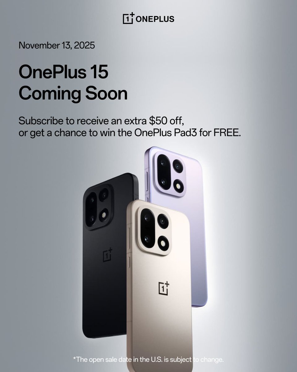 The next evolution is almost here. 🚀
#OnePlus15 launches November 13.

Subscribe here: oneplus.com/launch/oneplus…
